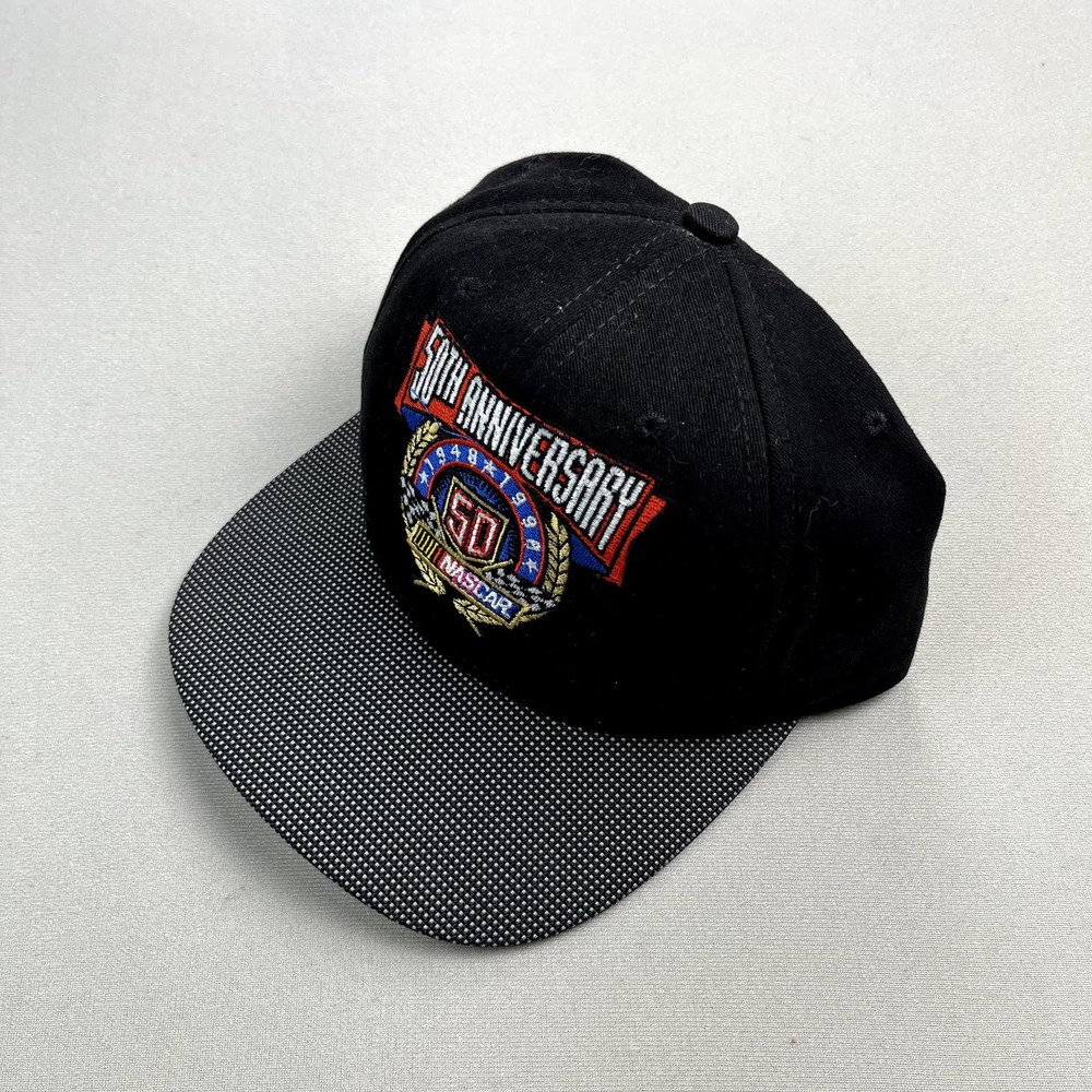 Vintage NASCAR Racing Hat Cap Strapback Black Motorsports Car Made in USA 90s